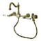 Kingston Brass Wall Mount Bridge Kitchen Faucet with Brass Sprayer, Antique Brass KS1243WLLBS - alternate 1